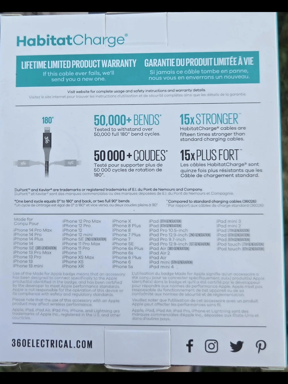 Habitat 360 Braided USB-A to Lightning Cable — Gray